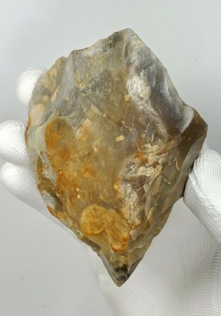 Neanderthal - Dual Pointed Trihedral Hand Axe Made on a Flint Core c60k 6