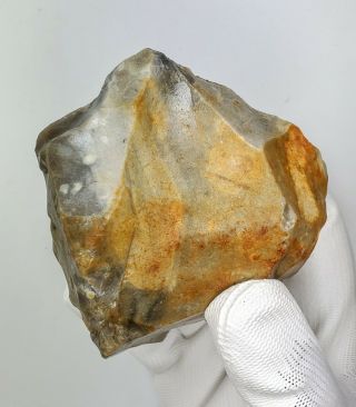 Neanderthal - Dual Pointed Trihedral Hand Axe Made on a Flint Core c60k 7