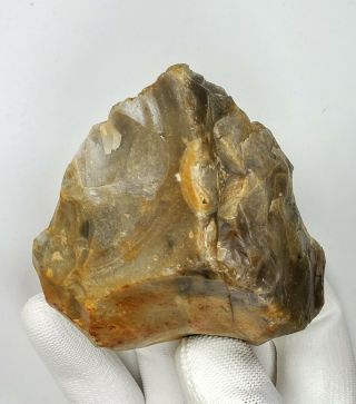 Neanderthal - Dual Pointed Trihedral Hand Axe Made on a Flint Core c60k 8
