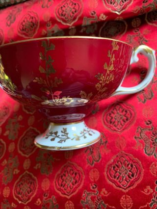 Aynsley Tea Cup Red And Gold Gilt Etched Encrusted Teacup Footed Cup Only