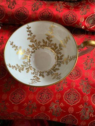 Aynsley tea cup red and gold gilt etched encrusted teacup footed Cup Only 2