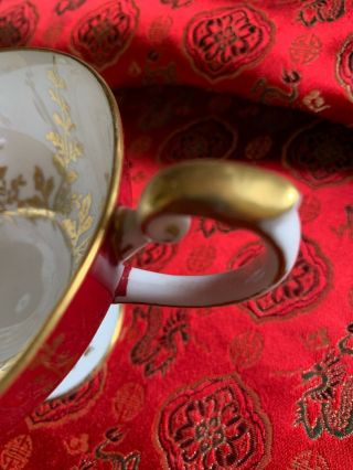 Aynsley tea cup red and gold gilt etched encrusted teacup footed Cup Only 3