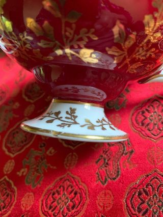 Aynsley tea cup red and gold gilt etched encrusted teacup footed Cup Only 5