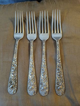 Kirk Repousse Sterling Silver Place Fork Set Of 4