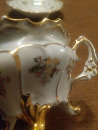 Vintage 3 Footed Hand Painted Gold Trim Porcelain Tea Cup 5