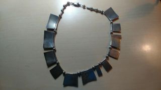 Vintage Margot de Taxco Sterling Silver Roman Numeral Choker Necklace 5201 2
