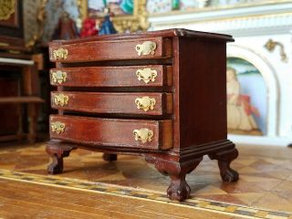 Antique Vintage Dollhouse Miniature Artisan Chest Drawers Carved Claw foot 1:12 10