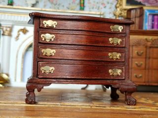Antique Vintage Dollhouse Miniature Artisan Chest Drawers Carved Claw Foot 1:12
