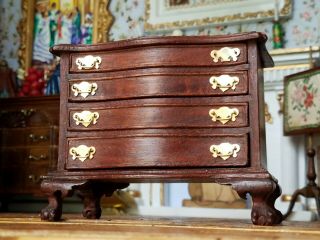 Antique Vintage Dollhouse Miniature Artisan Chest Drawers Carved Claw foot 1:12 2