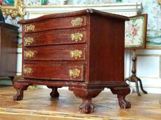 Antique Vintage Dollhouse Miniature Artisan Chest Drawers Carved Claw foot 1:12 4