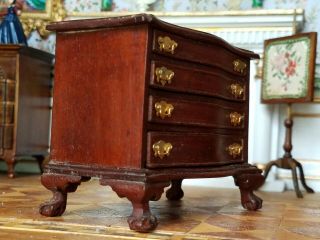 Antique Vintage Dollhouse Miniature Artisan Chest Drawers Carved Claw foot 1:12 5