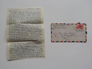 Wwii Letter 1944 Japanese Slit Stomach Of Soldier Foxhole U.  S.  S.  Lunga Point Ww2