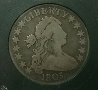 Antique 1805 Us Heraldic Eagle Silver Half Dollar 50c England Estate Find