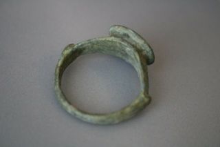 Ancient Interesting Roman Bronze Ring Bull 1st - 4th century AD 3