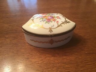 Antique French Hand Painted & Signed Large Porcelain Jewelry Box Jewelry Casket