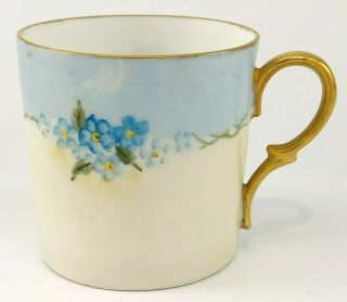 Antique R&S Germany Hand Painted Porcelain Demitasse Espresso Cup Blue Flowers 3