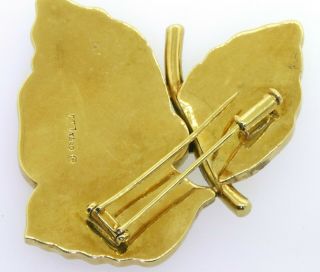 Tiffany & Co.  rare vintage heavy 18K gold coral malachite & MOP flower brooch 4