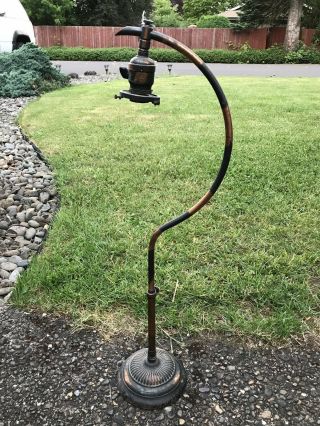 Antique Faries Industrial C Crescent Table Lamp Oxidized Copper Japanned Finish