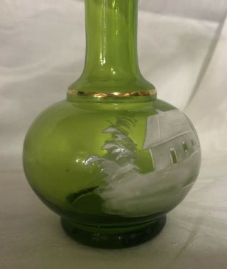 ANTIQUE MARY GREGORY EMERALD GLASS BUD VASE CABIN 3