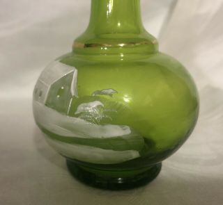 ANTIQUE MARY GREGORY EMERALD GLASS BUD VASE CABIN 4