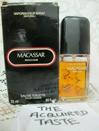 Rare 1980s Rochas Macassar 25ml 0.  85 Oz Edt Men Vintage Perfume Pour Homme