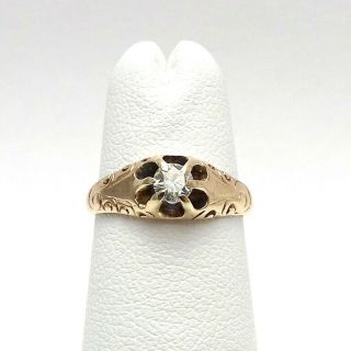 Victorian 14k Gold.  13ct Old European Cut Diamond Belcher Setting Child Ring Sz3