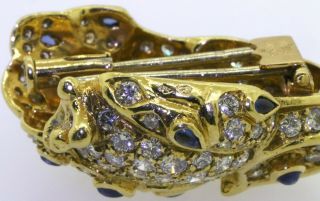 Arfan Paris vintage heavy 18K gold 3.  6CTW VS diamond/sapphire cluster owl brooch 6