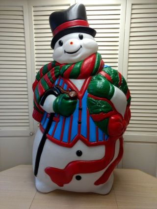 Christmas Snowman Blow Mold - Santas Best - 43 " Ht.  - Vtg - W/ Cord.