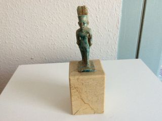 Scarce Ancient Egyptian Glazed Faience Statuette Of Ptah.