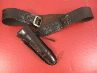 Vintage Custom Double Loop Leather Belt & Holster For A Colt Saa Up To 6.  5 " Bbl