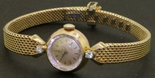 Omega Vintage 18k Gold.  12ctw Vs1/f Diamond Mechanical Ladies Watch W/ Box