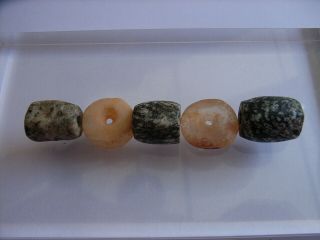 5 Ancient Neolithic Granite,  Rock Crystal,  Quartz Beads,  Stone Age,  Top Rare