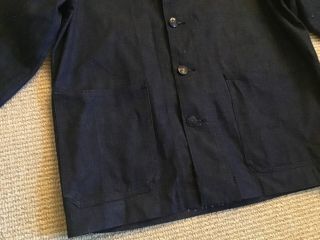 Vintage 1940s U.  S.  Navy blue denim jacket shawl collar (named) size 42 3