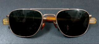 Vn War American Optical Ao Aviator Pilot 1/10 12k Gf 5 ½ Gold Filled Sunglasses