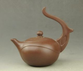 Chinese Old Yixing Purple Sands Hand - Made Long Handle Teapot B02