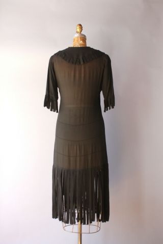 1920s Dress Fringed Black Silk Carwash Flapper Fringe Vintage 20s Deco Dress 5