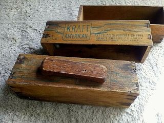 Set Of 3 Antique Wooden KRAFT American Processed Cheese Boxes Made Into Drawers 4