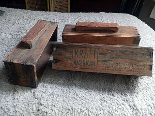 Set Of 3 Antique Wooden KRAFT American Processed Cheese Boxes Made Into Drawers 5