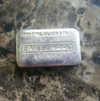 Vintage Engelhard 5 troy oz.  999 Silver Hand Poured Loaf Bar Ingot P011487 3