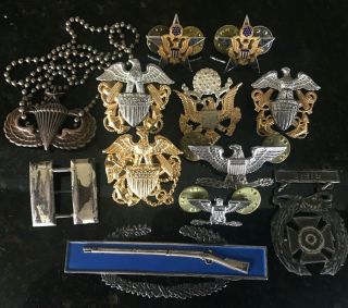 Ww2 Group Of Sterling Military Pins And Later Ones