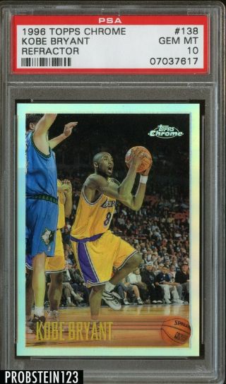 1996 - 97 Topps Chrome Refractor 138 Kobe Bryant Lakers Rc Rookie Psa 10 " Rare "