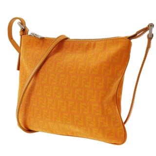 Fendi Zucca Pattern Shoulder Bag Orange Canvas Leather Vintage Authentic Bb91 W
