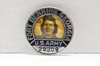 Wwii Fort Benning Georgia Employee War Worker Photo Id Badge U S Army