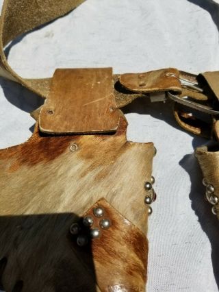 Vintage Leather / Sheepskin Double Cap Gun Holster Set