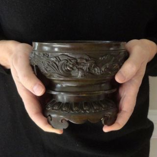 Chinese Bronze Bowl & Stand; Qianlong Mark & Period 大清乾隆年製 Prov: Richard Smith
