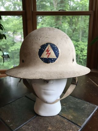 World War Ii Era Civil Defense Helmet Insignia Air Raid Messenger Military