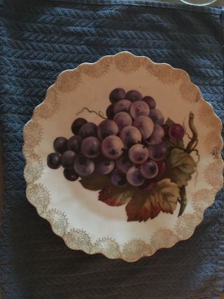 Antique Grape Porcelain Plate Bavarian With Gold Gilding.