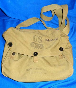 Vintage Wwii ? Us Army Service Gas Mask Canvas Bag Carrying Case Pouch Look