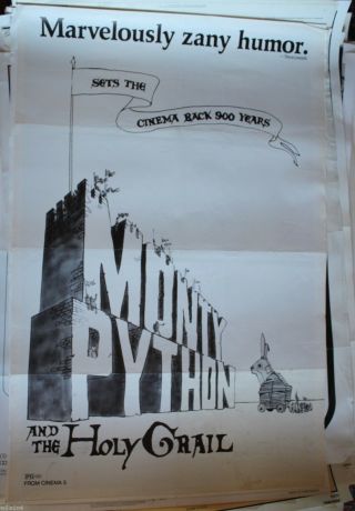 1975 Vintage 1 Sheet Movie Poster " Monty Python & The Holy Grail "