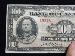 RARE 1935 BANK OF CANADA $100 ENGLISH VERSION NOTE 4